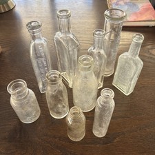 Antique Vintage Glass Bottles Mixed Lot Of 10 Bottles picture