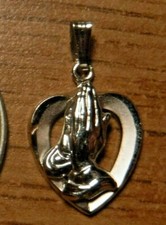 Vintage Serenity Prayer Praying Hands Christian Sterling Silver Medal, Charm #4 picture