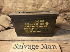 Vintage British Military 7.62mm Ammo Tin Lnk Mk 1 Radway Green Steel Box 1986 picture
