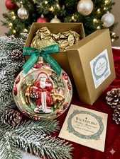 Waterford 2003 Woodland Santa Glass Ornament Box COA 124776 picture