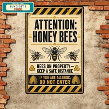 Honey Bees Property Danger Warning Notice Sign Metal Plaque picture