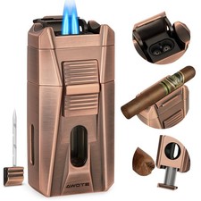 Premium AWOTE Double Jet Cigar Torch Set with V-Cutter and Draw Tool Kit picture