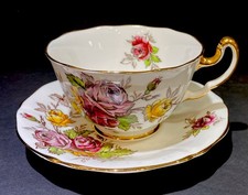 VTG Adderley Fine Bone China Footed Tea Cup And Saucer Set Floral Roses England  picture