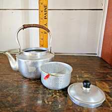 Vintage Small Aluminum Tea Kettle with Strainer Japan Teapot 2 Cup picture