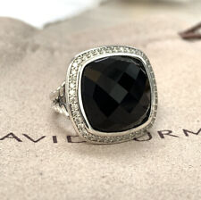 David Yurman Albion 925 Silver 17mm Albion Black Onyx & Diamond Ring Sz 6 picture