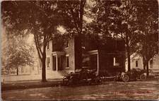 Postcard Early Open Air Automobiles and City Hospital in Albion, Michigan picture