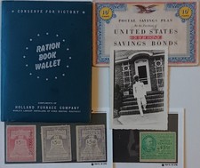 WWII Lot: Ration Book Wallet Car Tax Stamps United States Saving Bond Navy Photo picture