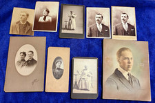 Lot of 8 Antique Sepia Cabinet Card Portrait Photos Inscribed Frank Boggess 1905 picture