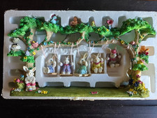 Jaimy Vintage Bunnies On Swings Ceramic Movement 1995 Dillard's 15.5