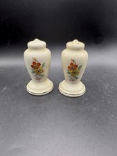 Vintage Ceramic Salt and Pepper Shakers Floral Rose Urn Shaped Cork Stoppers picture
