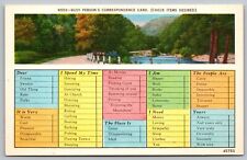 Busy Persons Correspondence Card Check List Country Road Forest Linen Postcard picture