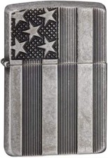 Zippo Armor American Flag Antique Silver Plate 28974 picture