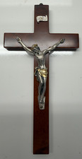 Vtg Jesus Christ Crucifix Cross Wall Silver-plate Bagno Argento 999% ITALY picture
