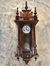 Vintage Antique Germany FMS Vienna,Strikes Clock,walnut Case,porcelain Dial picture