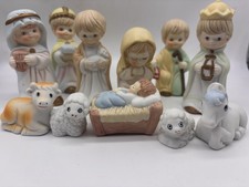 1990s Vintage Nativity Set of 11 Piece Hand Painted Porcelain Figures ADORABLE picture
