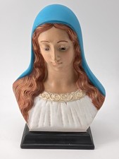 ​Vintage Virgin Mary Bust Ceramic Statue Blue Veil Holland Mold Catholic picture