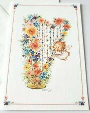 Vintage Valentine Card Mary Hamilton Cherub Angel Pixie Floral Harp Heart  picture