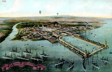 Jamestown VA 1907 Exposition Atlantic Fleet Battleships Navy Postcard picture