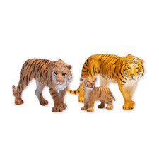 ZAGA Toys Orange Bengal Tiger Family, Two Adults, 1 Cub, Realistic Animals picture