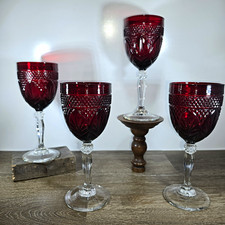 Set of 4 Vintage Cristal D'Arques 'Antique Ruby' 8in Water Goblets Made France picture