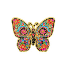 Vintage Art Floral Butterfly Enamel Pin Flowers Brooch Lapel Pins Insect Badge picture