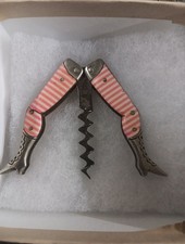 Antique G And S German Celluloid Pink Red Striped Folding Ladies Legs Corkscrew picture