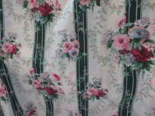 Vintage ROMANTIC Pink Rose Bouquets Victorian Style So80's Barkcloth Look fabric picture