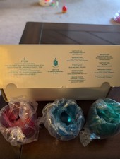 PARTYLITE Holiday Tealight Trio P7259 Green/Blue/Red Glass Candle Holders picture