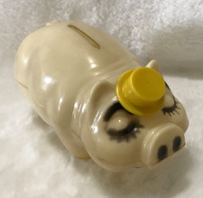 Vintage Wes Ko Prod Plastic Piggy Bank with Moving Top Hat USED LIGHT WEAR. picture