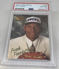 1996 Fleer Metal  Ray Allen PSA 10 Gem Mint RC Milwaukee Bucks Rookie HOF POP 51 picture