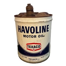 Vintage 1977 Havoline Texaco 5 Gallon Motor Oil Can SAE 20W Gas Station Sign picture