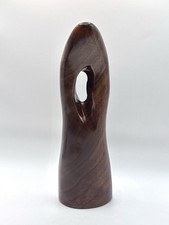 Mid Century Style Signed Walnut Biomorphic Abstract Wood Sculpture By Cottle  picture