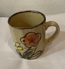 Otigiri Vintage Mug Speckled Brown With Flowers White,yellow,  Orange picture