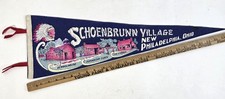 Vintage Schoenbrunn Village New Philadelphia Ohio Souvenir Felt Pennant Flag picture