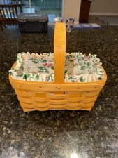 Vintage Longaberger 1999 Rectangle Candle Basket With Protector And Liner ￼ picture