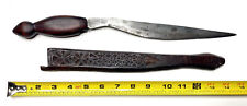 Moro Antique Sword Headhunter Lahot Knife Philippines Carved Wooden Sheath picture