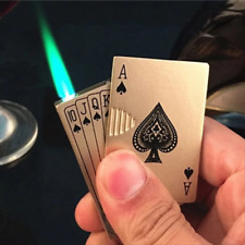 Refillable Green Flame Butane Poker Playing Card Deck Cigarette Lighter Jet Torc picture