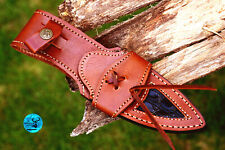 HANDMADE COW LEATHER SHEATH FOR FIXED BLADE KNIFE HUNTING SURVIVAL EDC 2756 picture
