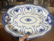 WH Grindley Flow Blue Platter Beaufort Pattern XL Oval 18 “Antique 1899 picture