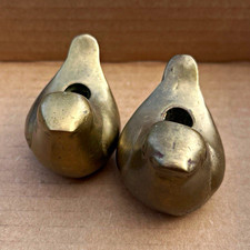 Vintage Brass Songbird Taper Candle Holders Pair Bird Figurine Candlestick MCM picture