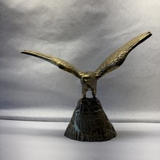 Brass Bald Eagle Statue 11.5” Wingspan Olympic Rings USA Shield Sculpture picture