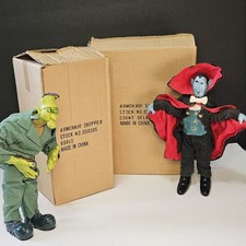 Vtg Coyne & Co Halloween Paper Mache Dracula Frankenstein Figures Armchair Shopp picture