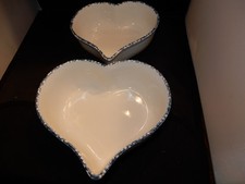 Vintage Heart Shaped Ceramic Nesting Bowls x 2 Made in Taiwan picture
