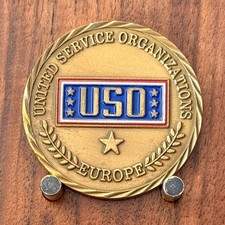 USO Europe United Service Organizations Double Sided Challenge Coin  M#36 picture