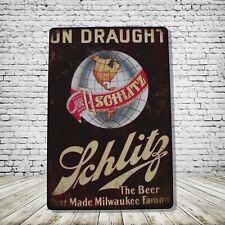 Schlitz Beer Vintage Style Tin Metal Bar Sign Poster Man Cave Collectible New picture