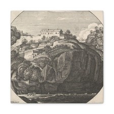 Wenceslaus Hollar - Landscape with a house on cliffs - 1646 - Canvas Wall Art picture