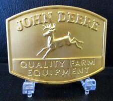 John Deere 4 Four Leg Deer Belt Buckle 1950 Quality Trademark  Logo 24KT Plated picture