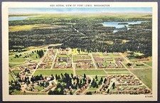 Aerial View Fort Lewis Washington WA Linen Postcard C.P. Johnston 47488 picture