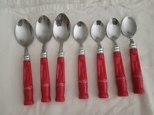 7 Gibson Red COCA-COLA Bottle Handle  Spoons Lot/Set Stainless picture