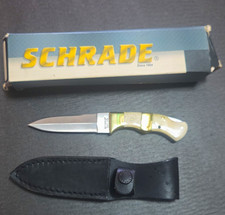 Schrade Cut Co LB8WB Drop Point Stainless Fixed Blade Bone Handle, Sheath picture